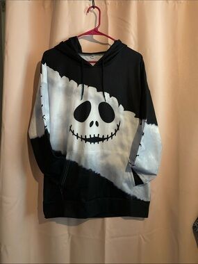 Source Unknown Black & White  ghost face Graphic Zip Up Hoodie - Men